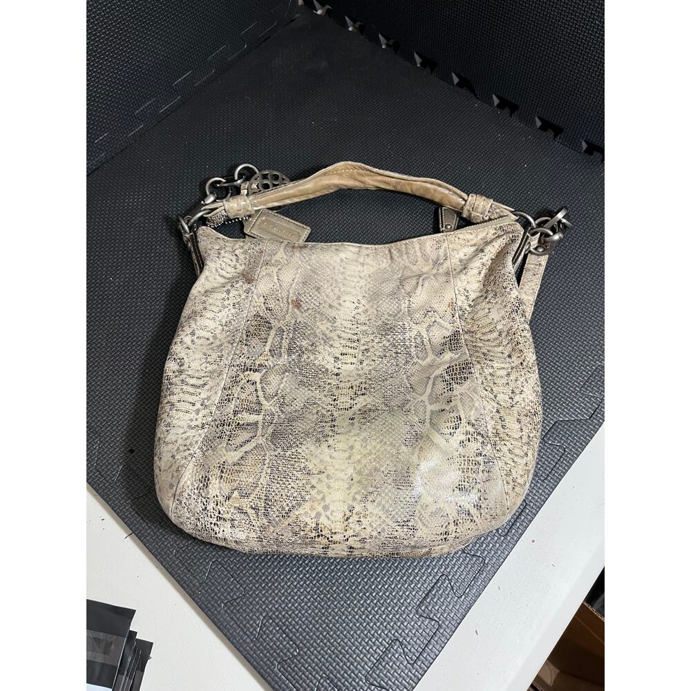 Coach Kristen Brown Tan Embossed Python Leather Purse Hobo E1026 15361 - Picture 5 of 12